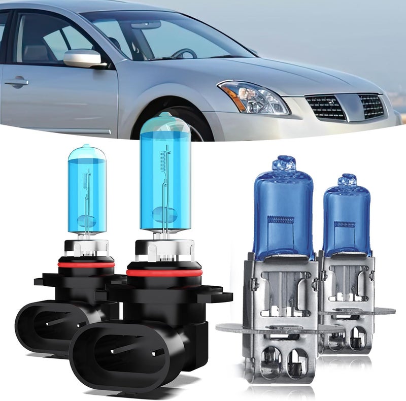 TTDBDAN Halogen Headlights Fit For Nissan Maxima 2004-2006 Headlight Bulbs,9012 High/Low Beam + H3 Fog Light Bright Light Combo,Plug And Play,Pack of 4 (Nissan Maxima 2004-2006) - Image 1